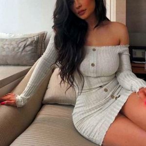 Off the shoulder Cream Bodycon Dress